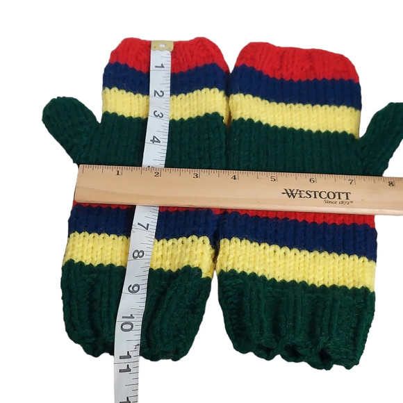 Hand knitted fingerless gloves in gorgeous bright‎ colors - Picture 9 of 10